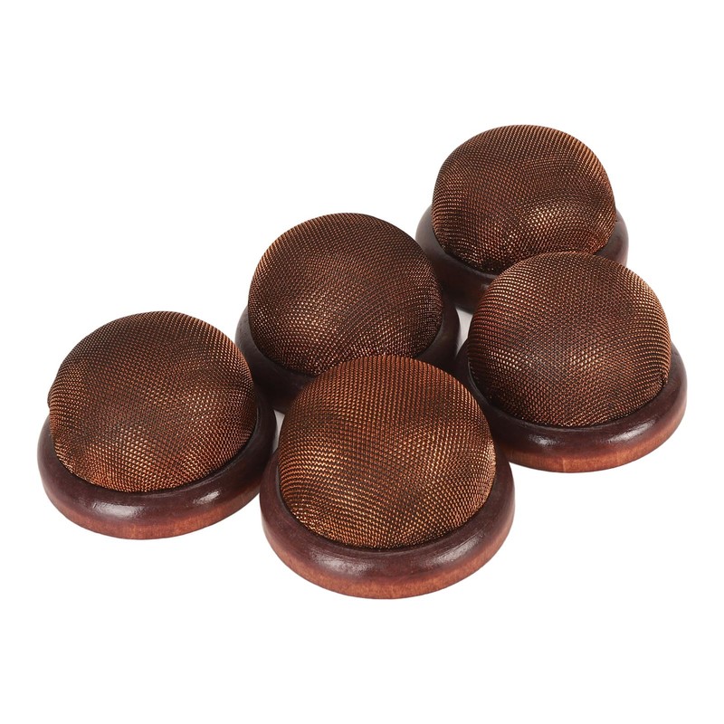 5Pcs Wooden Base Pin Cushion Cute Needle Holder Round Wooden