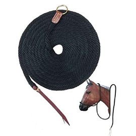 Showman Rope Pocket Halter. Strong Poly Cord Rope with Ring on one end and Leather Popper on The Other