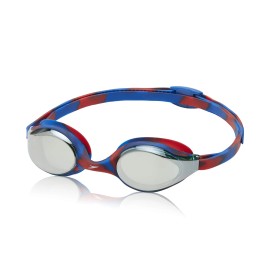 Speedo Hyper Flyer Mirrored Goggles Navy Red Grey Adjustable Anti Fog UV Prot...