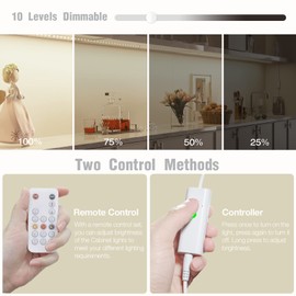 WOBANE Under Cabinet LED Lighting kit, 8PCS LED Strip Lights with Remote Control Dimmer and Adapter, Dimmable for Kitchen Cabinet,Counter,Shelf,TV Back,Showcase 4000K Natural White,1900lm,Timing Off