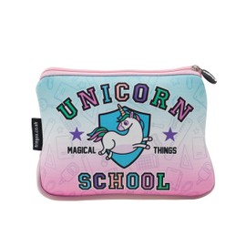 Fringoo® Girls Boys Pencil Case Large Stationery Pouch Funny Cute Kids Unicorn Neoprene Zipper Closure School Accessories Pen Box 22 x 15 cm (Unicorn School - Neoprene Pencil Case)