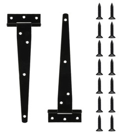 2 Pack 10 Inch T Strap Hinges, Shed Door Gate Hinges, Heavy Duty Black Outdoor Tee Hinge for Wooden Fences, Barn Door Gates Hinge for Shed Door Hardware (2, 10 Inch)