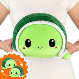 TeeTurtle - Original Reversible Big Turtle Plushie - Green - Huggable and Soft Sensory Fidget Toy Stuffed Animals That Show Your Mood - Gift for Kids and Adults!