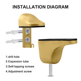 Regalträger aus Zinklegierung, verstellbare Glasklemme, Regalhalterungen, robuste Wandmontage, Unterstützung für Zuhause, Badezimmer, Küche, Hardware (Gold)