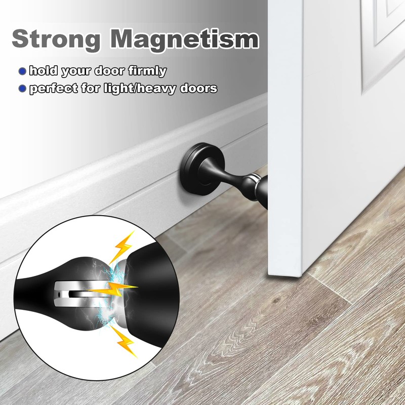 8 Pack Magnetic Door Stops, Black Door Stops, Wall Floor