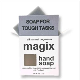 Magix Hand Soap - Tough Task Bar 2.0 oz - All Natural Degreaser - Japanese Mint Essential Oil - With Fine Sand - Coconut Oil Based - Biodegradeable