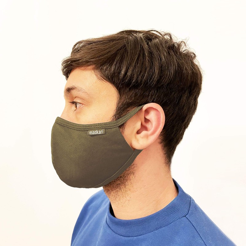 Maskari Khaki Green Reusable Face Mask | Face Masks Washable