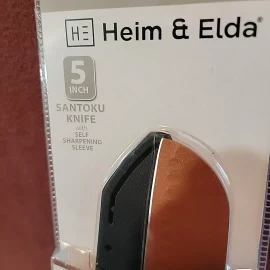 Heim & Elda 5" Santoku Knife - W/Self Sharpening Sleeve Copper Knife