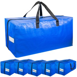Extra Large Moving Bags with Strong Handles, 6 Pack Heavy Duty Storage Bags with Smooth Zipper, Oversized Storage Tote for Clothes Moving Supplies Dorm Essentials Household Containers