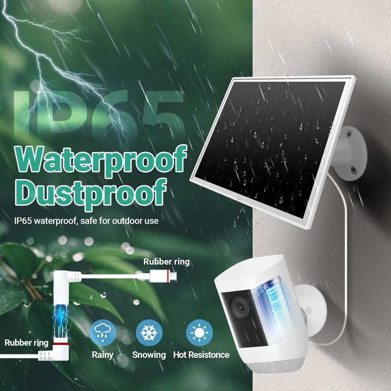 VERVERAY 2 Pack 6W Solar Panel for Ring Camera Outdoor