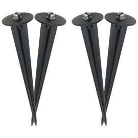 Heyous 4PCS 160mm Length Black Threaded Tip Floodlight Ground Metal Staking Nails with Hexagonal Screws and Washers Outdoor Path Light Stand Replacement Part Suitable for Landscape Solar Flashlight