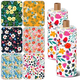 Redbaker 60 Pcs Flower Reusable Paper Towels Rolls Washable Paperless Paper Towels Bulk Cloth Cotton Napkin with Cardboard Reusable Napkins for Kitchen Dishes Bathroom Home Table