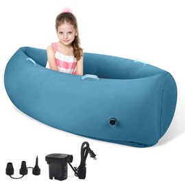 Toggloo Sensory Chair for Kids, 60" Inflatable Sensory Pod, Sensory Pod for Autistic Children, Peapod Sensory Chair Kids-Includes Electric Air Pump, Light Blue