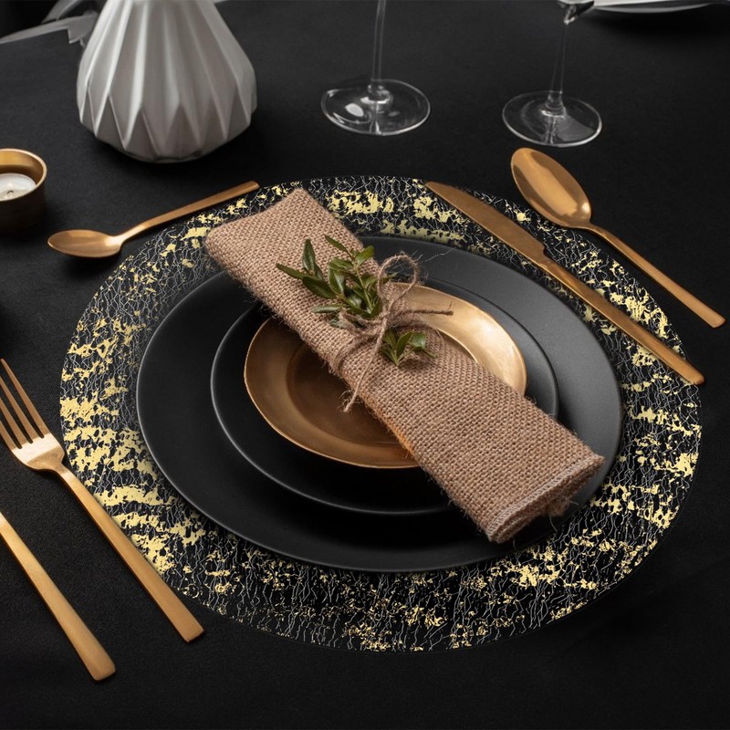 Disposable Gold Placemats Set of 16 Metallic 13 Inch Gold