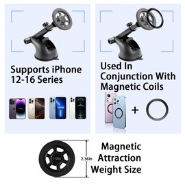 KHGUZ Car Magnetic Phone Holder, 360 Degree Rotation Auto Cellphone Mount for Dashboard Air Vent, Strong Magnet Vehicle Interior Smartphone Hook, Universal for SUV Sedan Trucks (Telescopic/Style B)