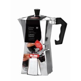 IBILI Bahia Express Moka Pot 3 cups, 150 ml, aluminium, Silver/Black, 17 x 12 x 10 cm