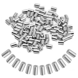 Piutouyar Aluminum Crimping Loop Sleeve, 3/64 inch (1.2mm) Wire Rope Stop Sleeve, Cable Ferrule,Wire Rope Crimping Sleeve(100 Pcs)