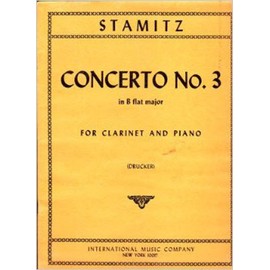 シュターミッツ: クラリネット協奏曲 第3番 変ロ長調/ドラッガー編/インターナショナル・ミュージック社/クラリネットとピアノ