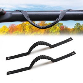 sukemichi for Jeep Handles Grab, Front Seat Paracord Roll Bar Grab Handles Grip Handle for 2018-2025 Jeep Wrangler Accessories JL Gladiator 4XE HARD TOP 2 Door 4 Door - Not for Rear Seat, 2 Pack,Black