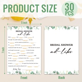 HQLOW Bridal Shower Game Ad Libs Wedding Advice - Wedding Shower Games 30 Guests for Engagement Party (Eucalyptus Botanical Style) -0003