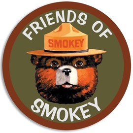 Round Friends of Smokey Sticker (Bear Camp Hike Forest Wildfire Prevention Smoky Vinyl Decal for Cars Truck or laptops (8 inch)