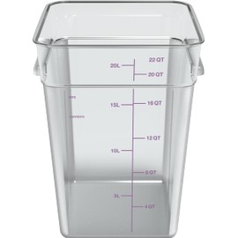 Carlisle FoodService Products Squares Square Food Storage Container with Stackable Design for Catering, Buffets, Restaurants, Polycarbonate (Pc), 22 Quarts, Clear