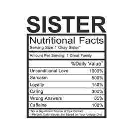Sister: Sister Gift - Funny Lined Notebook Journal Featuring Nutritional Facts About Sister