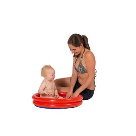 Smart-Planet Classic Paddling Pool, 2-Ring Inflatable Pool, 60 x 15 cm, Children's Pool, Baby Pool, Mini Swimming Pool, Above Ground Pool, Orange/Blue