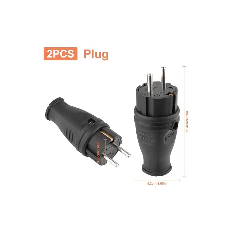 Protective contact plug, 3 x earthing contact plugs and 1