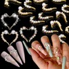 Kalolary 30 PCS Heart Nail Art Charms, White with Pearl