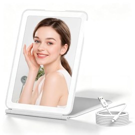 Espejo con Aumento de 10x, Espejos para Maquillaje, 3 Colores de Luz