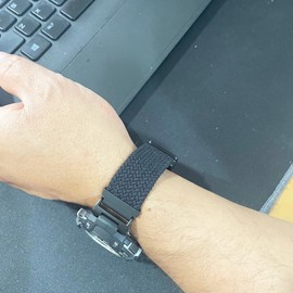 Hecheng Braided Nylon Watch Band with Magnetic Folding Buckle fit for Casio SGW-100/SGW-200/GW-3000B/GW-3500B，20mm Sport Replacement Strap for Men and Women (Black)