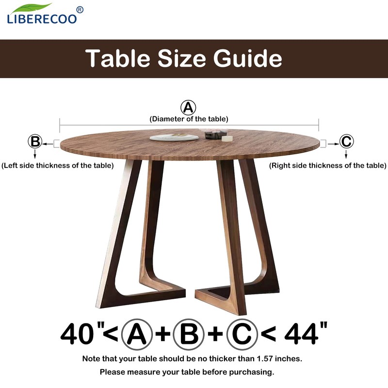 LIBERECOO Round Vinyl Fitted Tablecloth with Flannel Backing Elastic Edge