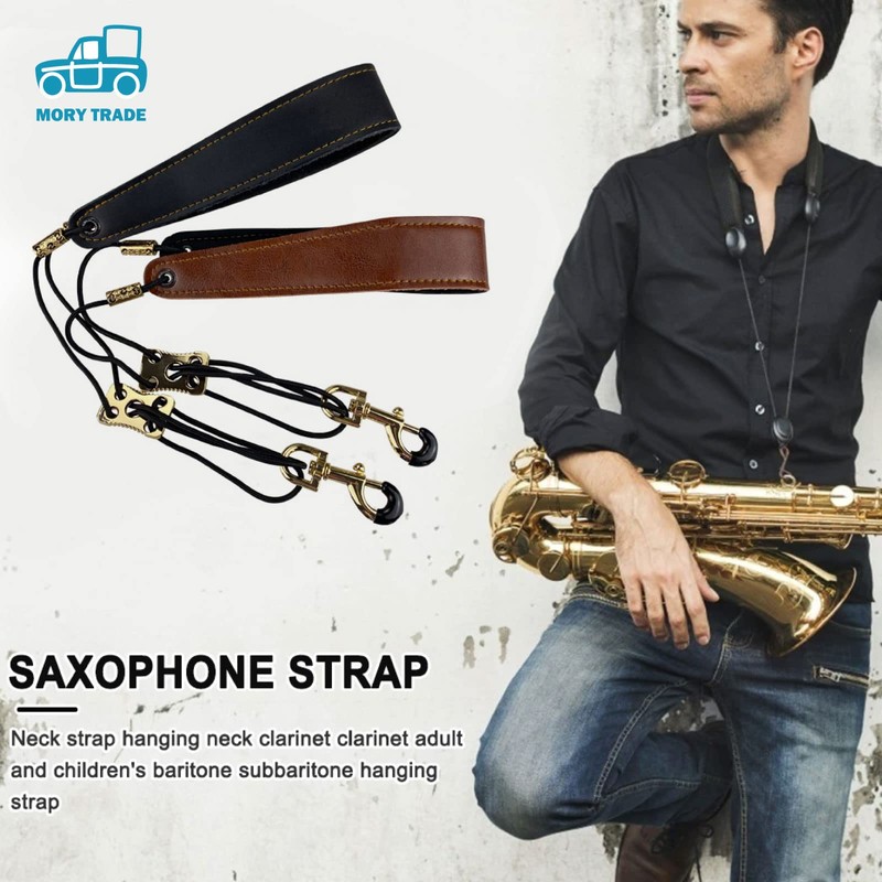 morytrade Sax Strap Shoulder Harness Alto Tenor Baritone Saxophone (Brown)