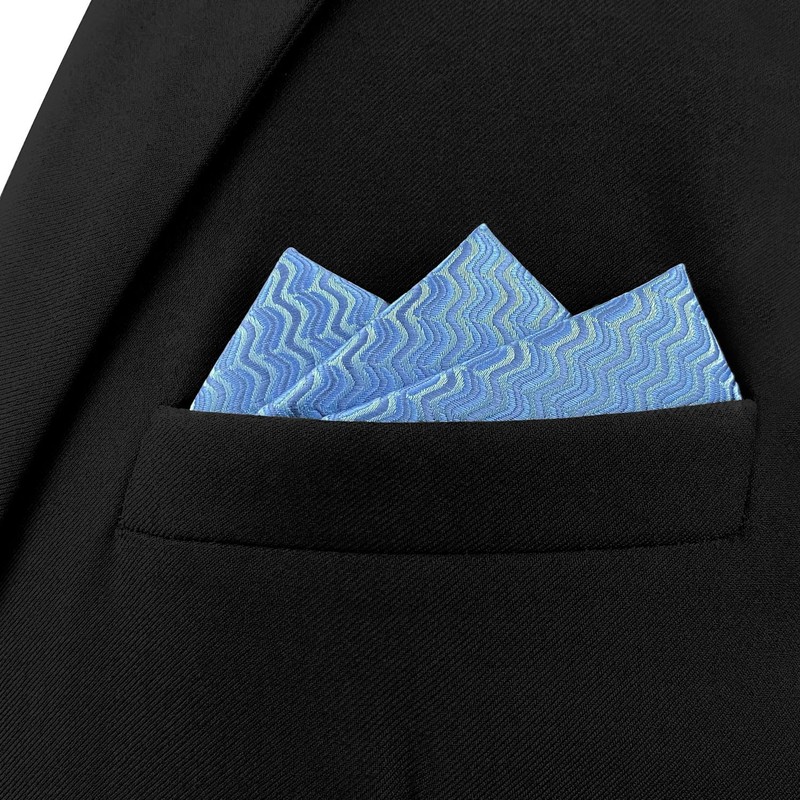 S&W SHLAX&WING Men's Pocket Square Plain Blue Green Yellow XL