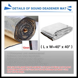 Hihaha 394mil 10.76sqft Car Fender Engine Heat Sound Deadener Dampening Insulation Mat 40" x 40" Durable Material