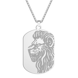 LUTAKU Pagan Lioness Head Pendant Necklace for Men Women Stainless Steel Delicate African Lion Charm Neck Chain Animal Disc Jewelry Gift (S02)