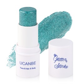 UCANBE Green Body Glitter Stick, Face Glitter for Singer Concerts Music Festival, Chunky Glitter Makeup Rave Accessories for Body Face Hair Eyes Lip, Sparkling Mermaid Sequins for Women