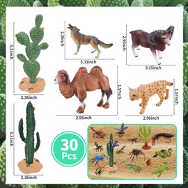 BOTICAKO 30 Pcs Desert Animals Figures - Desert Decor for Kids Birthday Party Favors School Projects