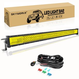 SKYWORLD Yellow 42 inch Straight Led Light Bar 540W Spot Flood Combo Off-Road Lights Bars Fog Lamp IP67 Waterproof Work Lights Bar for Trucks UTV ATV Boat Trailer Driving Lamp 4000K