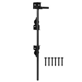 HILLMASTER 18" Heavy Duty Cane Bolt Gate Drop Rod for Wood Fence, Steel Drop Bolts Cane Bolt Hardware for Wooden Gater and Holding Doors, Black Finish