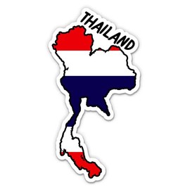 Squiddy Thailand Map with Flag - Vinyl Sticker for Car, Laptop, Notebook - 5"