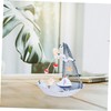 Operitacx Sailboat Model Decoration Wooden Boat Model Miniature Craft for