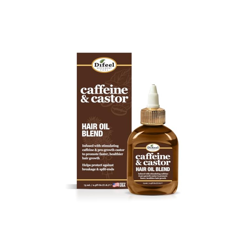 Difeel Aceite capilar premium con cafeína y ricino para un