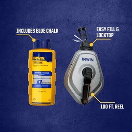 Irwin Tools Strait-Line 1932889 IRWIN Mach6 Chalk Reel, Blue