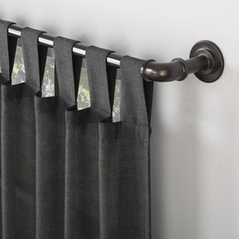 No. 918 Trevor Heathered Texture Semi-Sheer Tab Top Curtain Panel Pair, 40" x 95", Coal