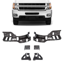 ECOTRIC Front Bumper Impact Bar Inner Outer Bracket Brace Set LH RH For 2011 2012 2013 2014 Silverado 2500HD 3500 Replace For GM1062100, GM1063100, GM1062101, GM1063101, GM1066193, GM1067193