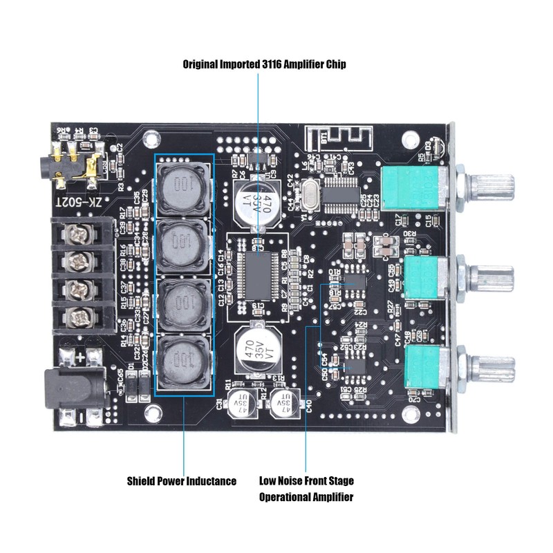 Amplifier Board 50W+50W Audio Stereo Module Bass Treble Control Bluetooth