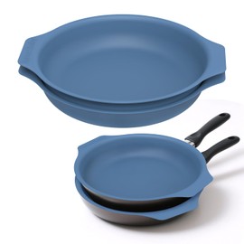 Silicone Pan Protectors for 12-Inch Frying Pans - Non-Slip Stacking Guards, BPA-Free & Dishwasher Safe | Protect Cookware from Scratches (Blue, 2 Pack)