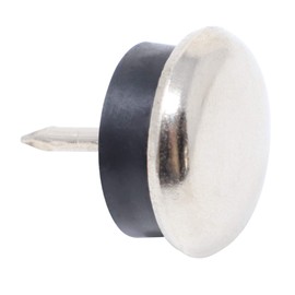 Adsamm® 32 x Metal Glides with Buffer and Nail / Silver / Diameter 20 mm / Round / Furniture Glides for Nailing